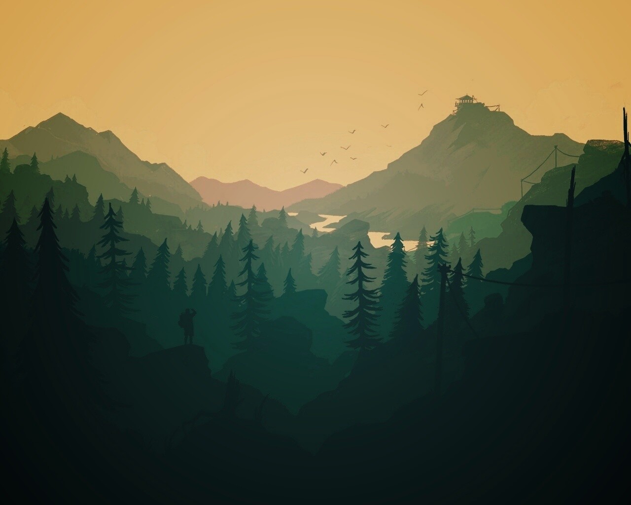 Зеленый Firewatch обои