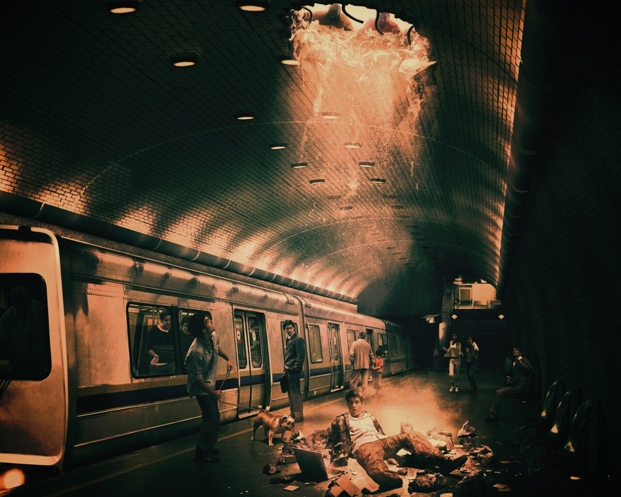 Провалившийся в метро обои