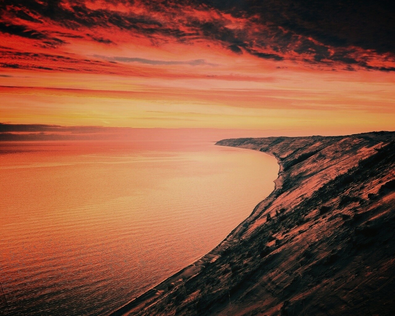 Море на закате обои