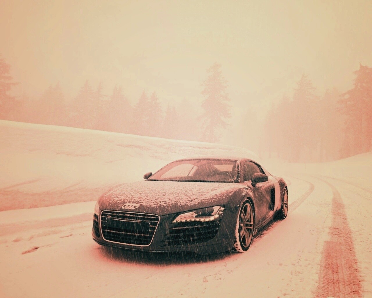Audi R8 зимой обои