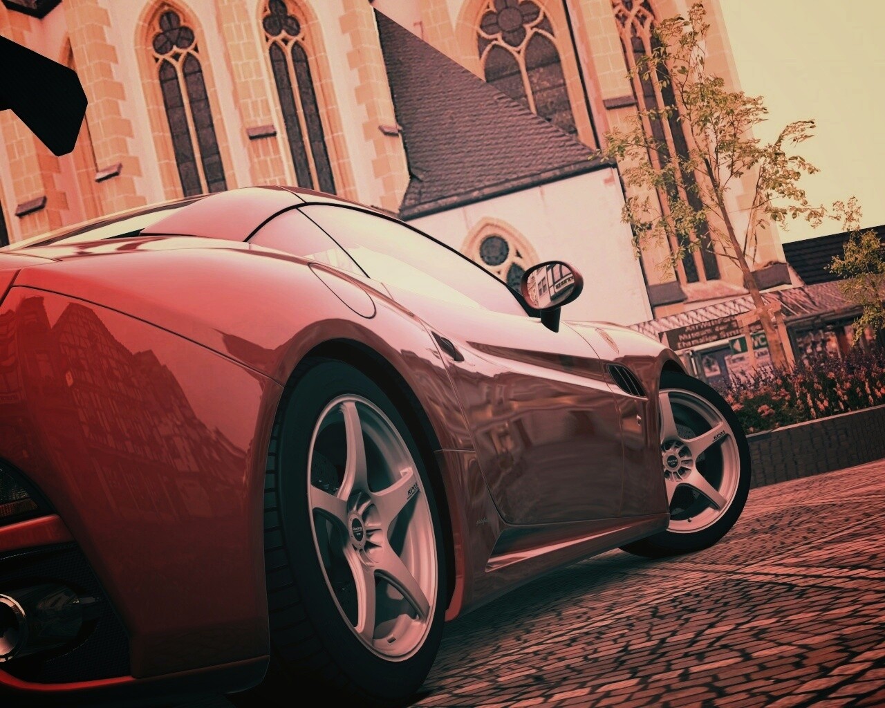 Ferrari на мостовой обои