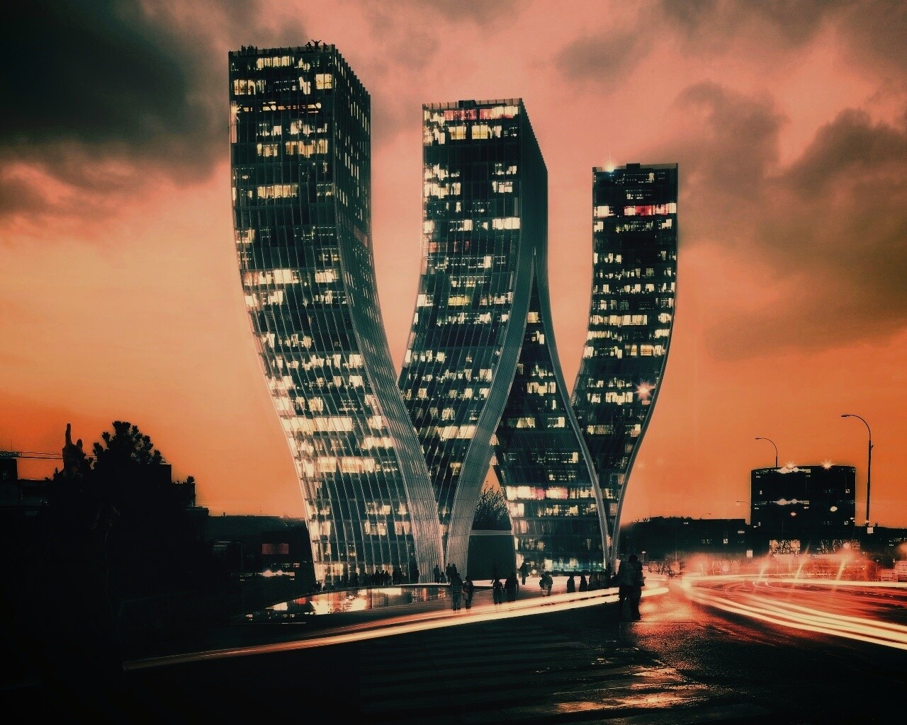 Здание в форме буквы W обои