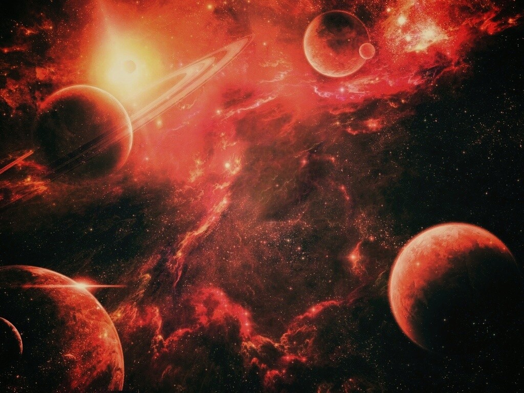 Красные оттенки космоса обои