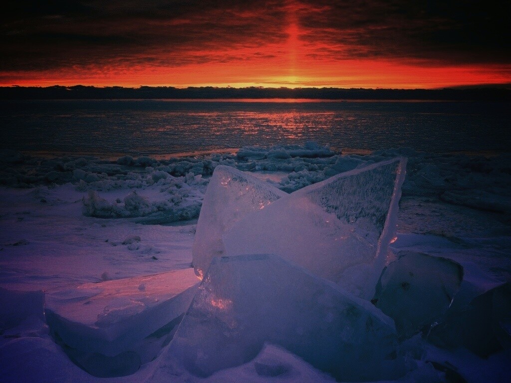 Река на закате обои
