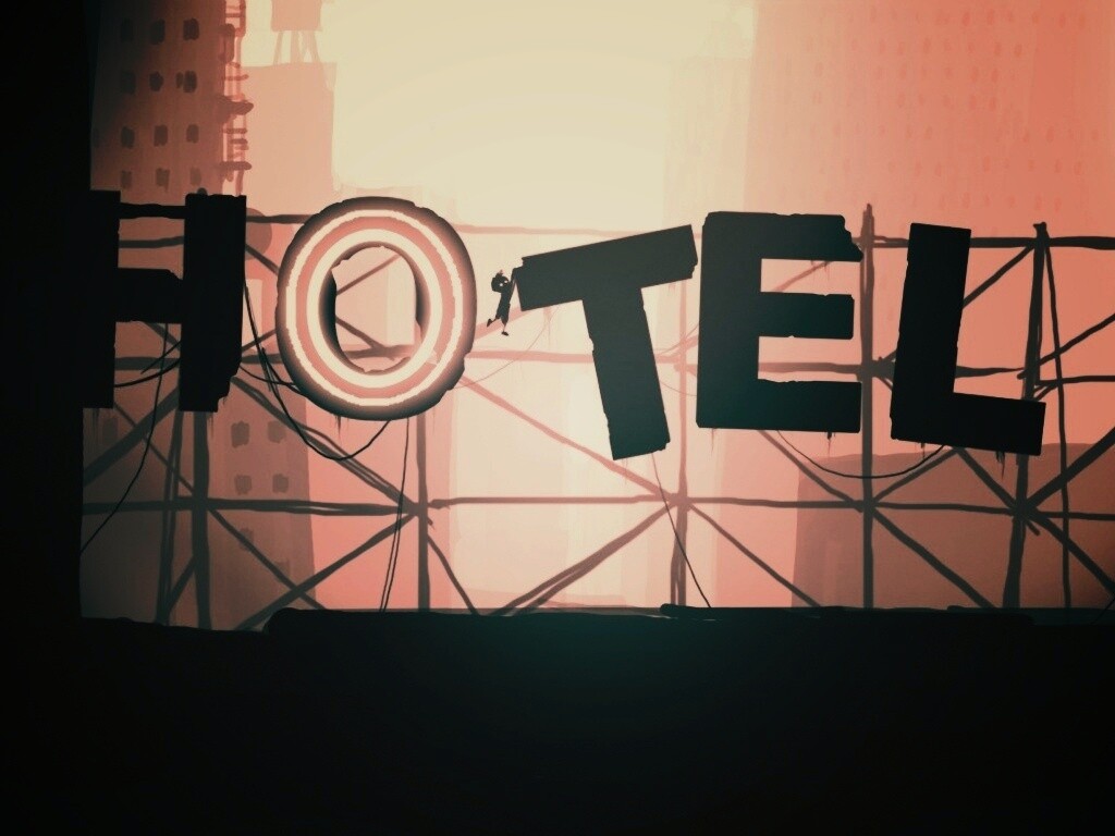 Мальчик из Limbo на вывеске "Hotel" обои