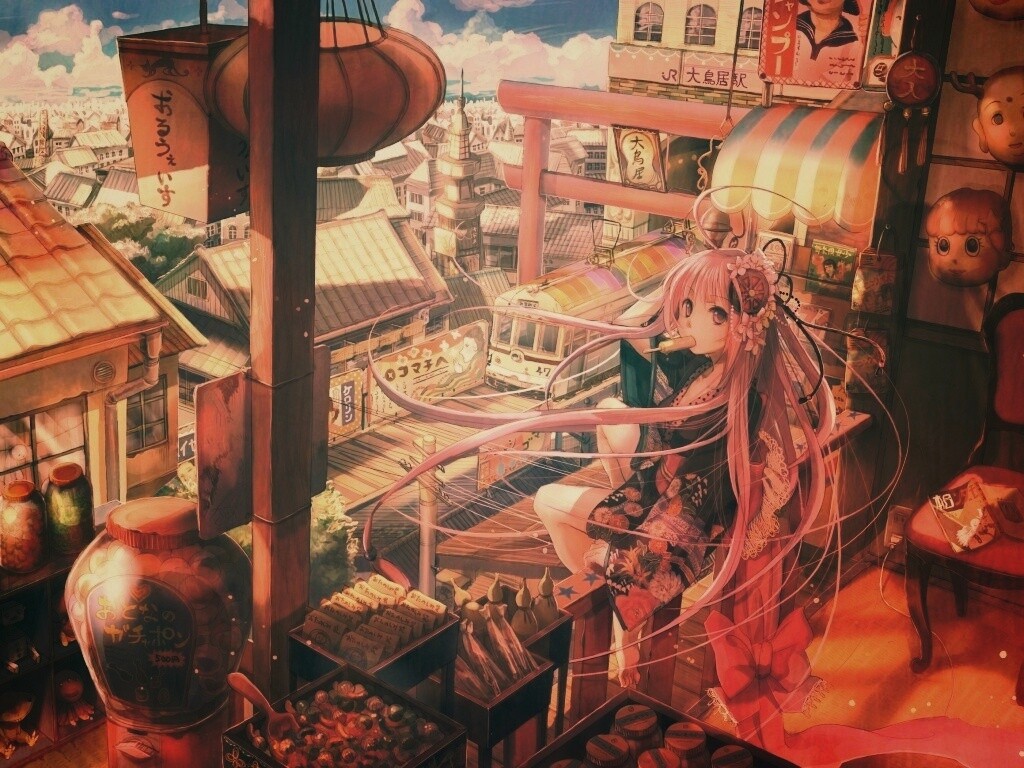 Девочка ест мороженное обои