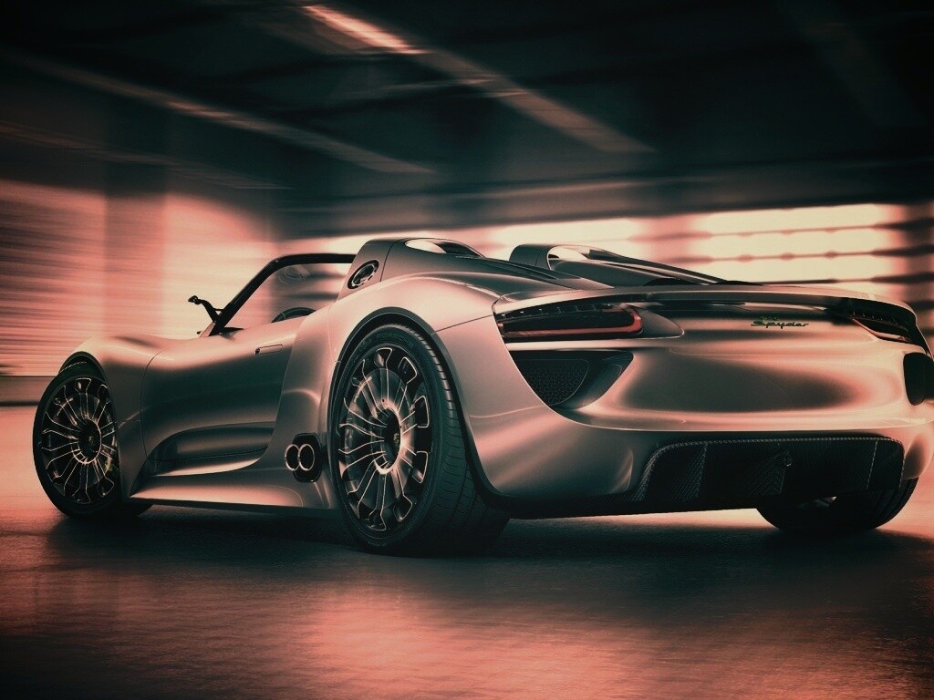 Porsche 918 Spider вид сзади обои