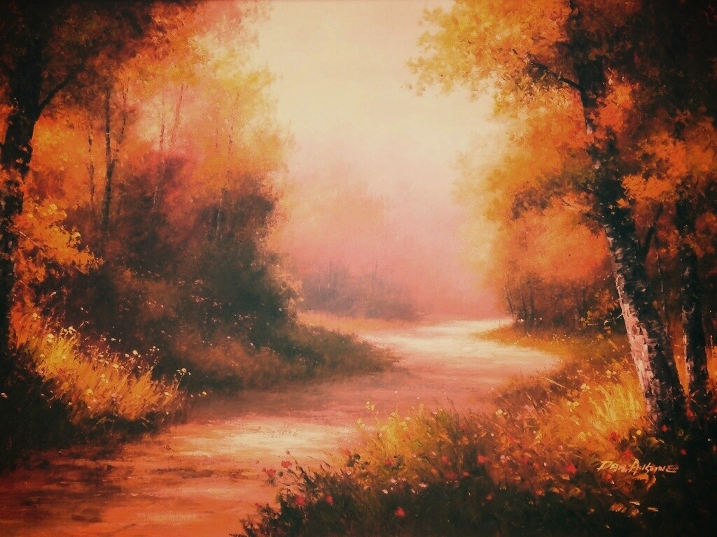 Рисунок лесной дороги обои