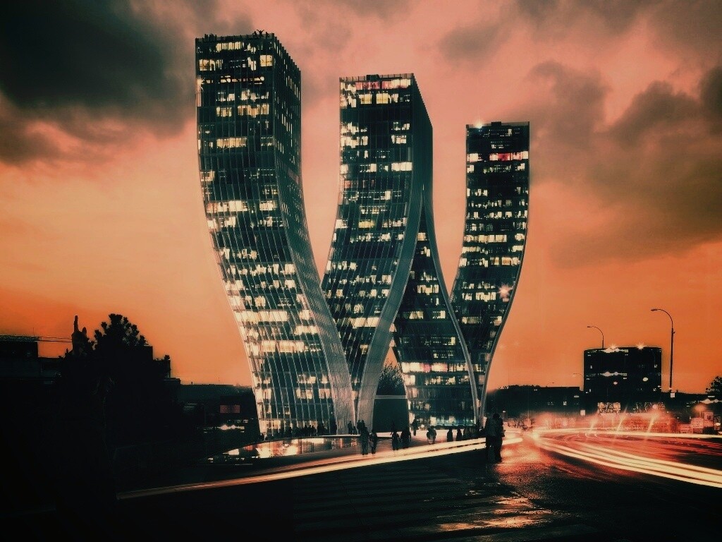Здание в форме буквы W обои