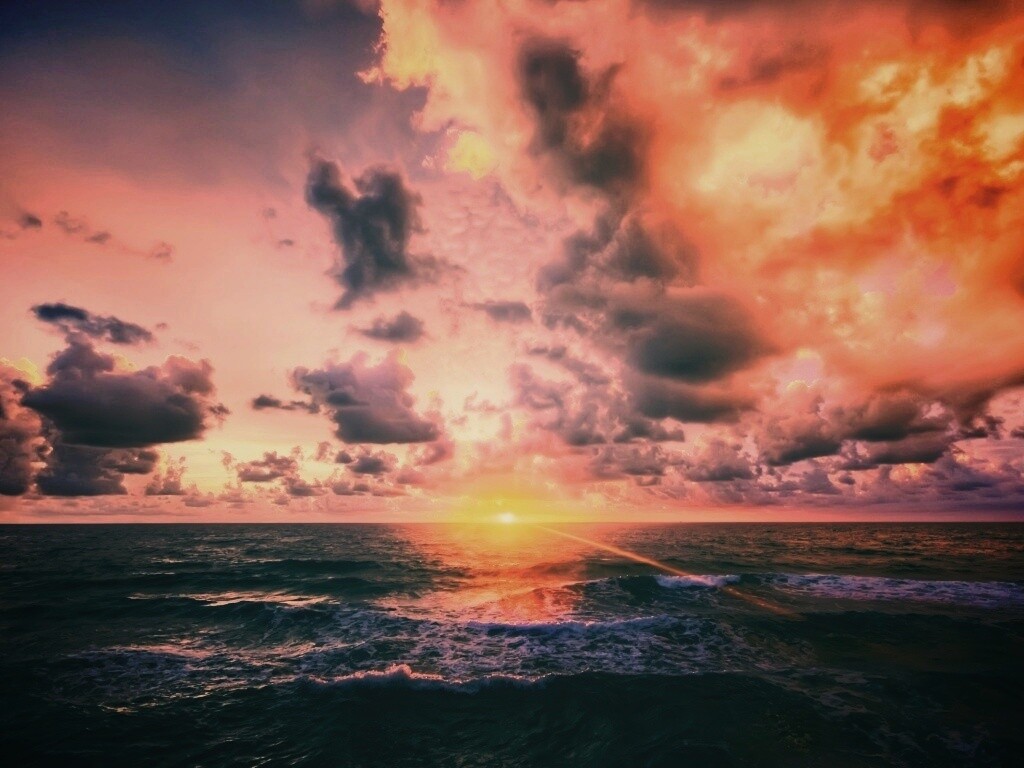 Закат на море обои