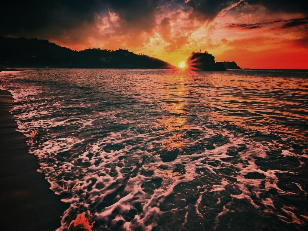 Закат в лагуне обои