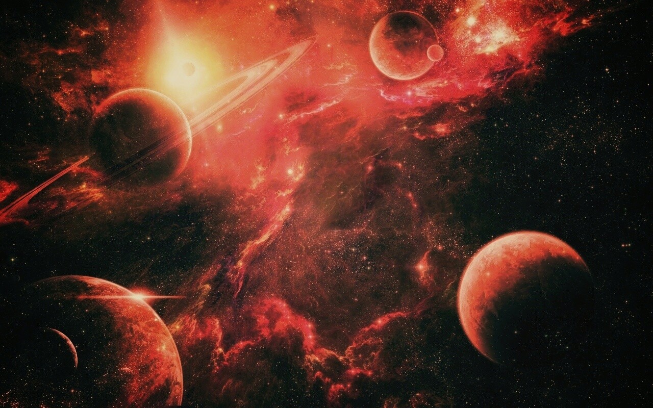Красные оттенки космоса обои