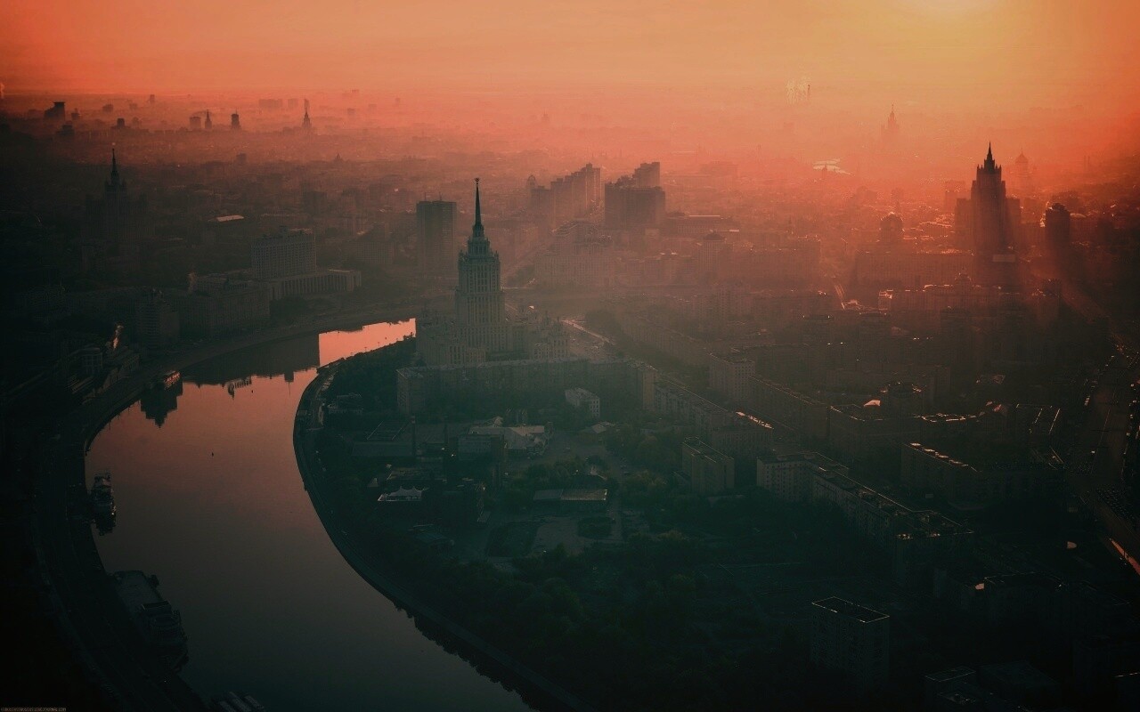 Москва в тумане обои