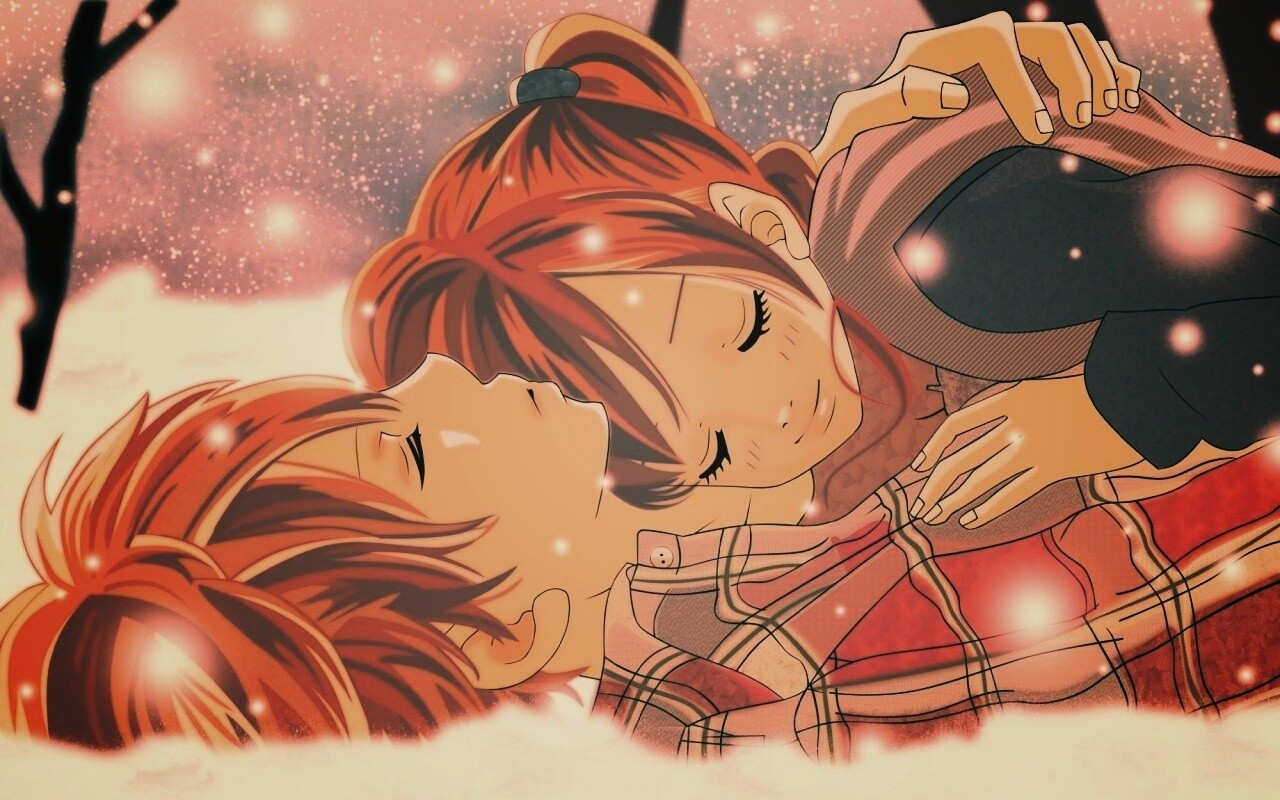 Двое на снегу из Bokura Ga Ita обои