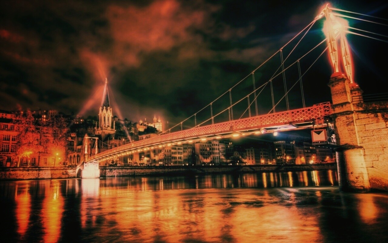 Ночная подсветка моста обои