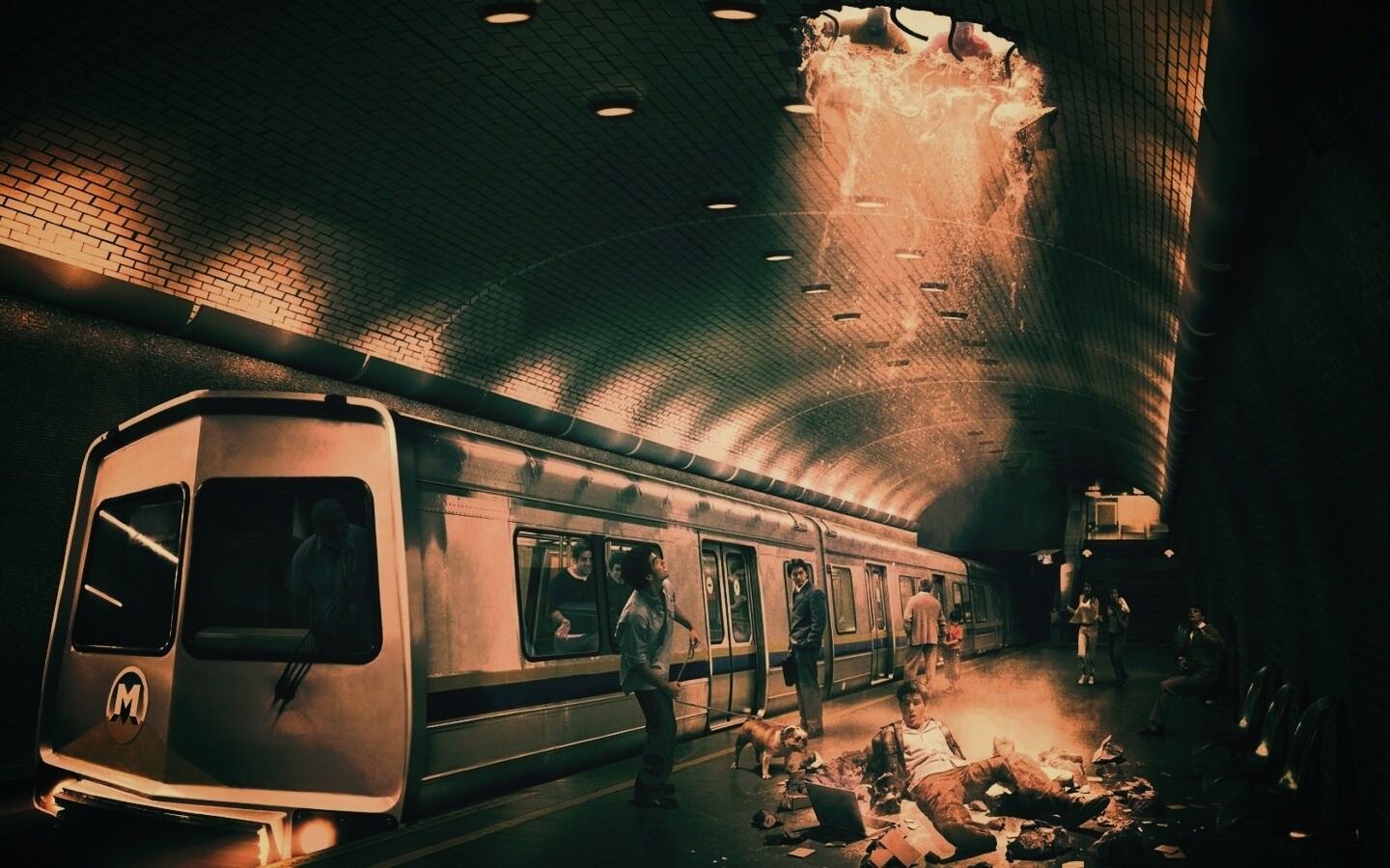 Провалившийся в метро обои