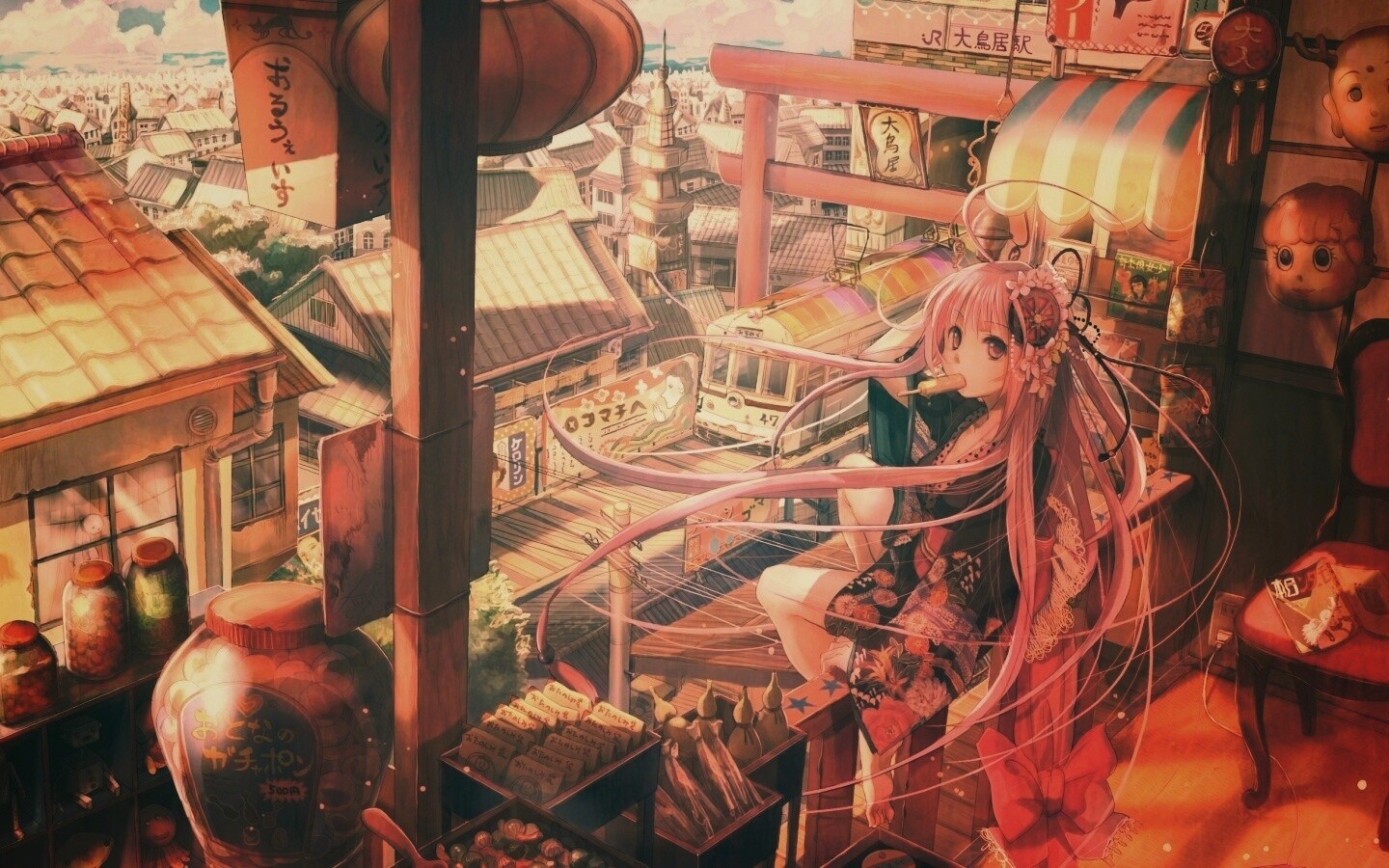 Девочка ест мороженное обои