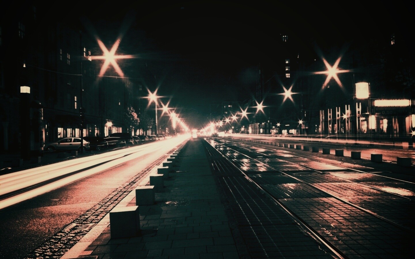Мгновение на улице ночного города обои