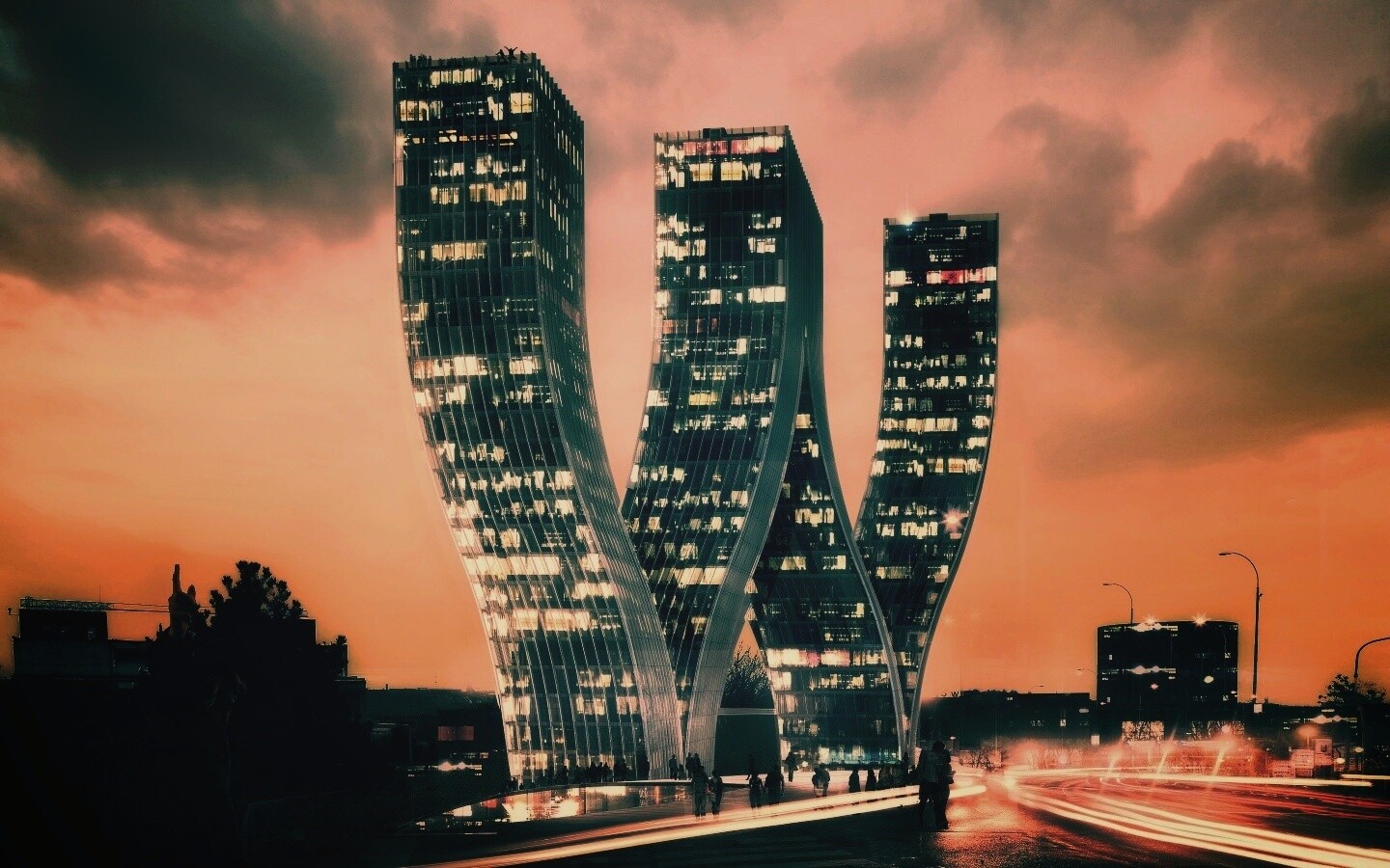 Здание в форме буквы W обои