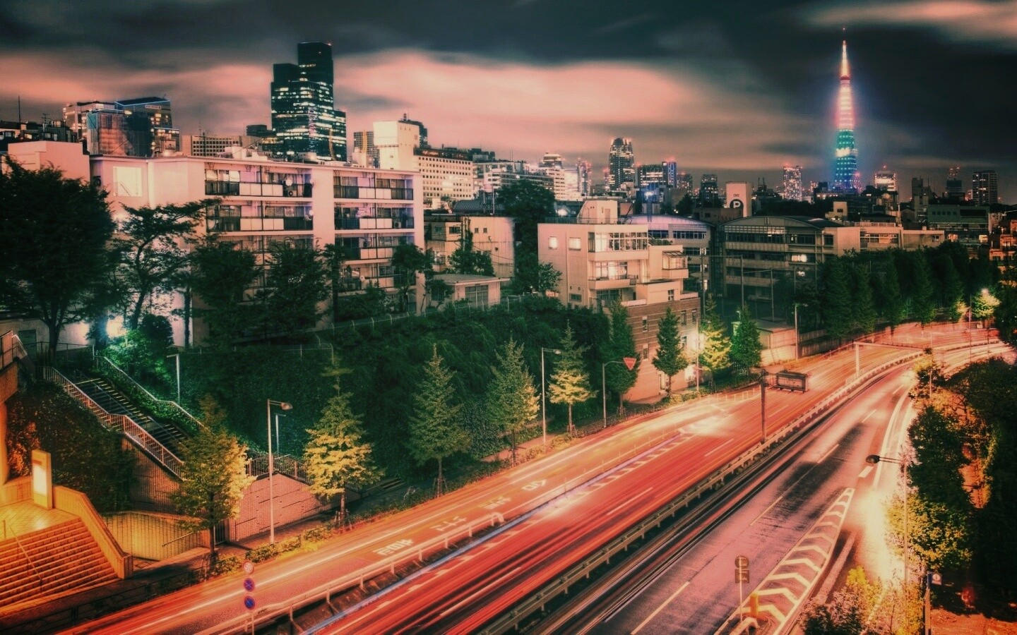 Светящийся город обои