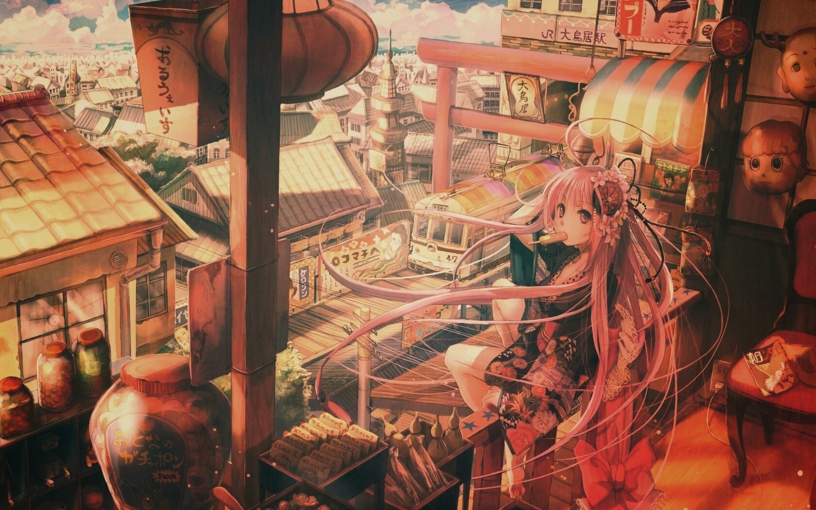 Девочка ест мороженное обои