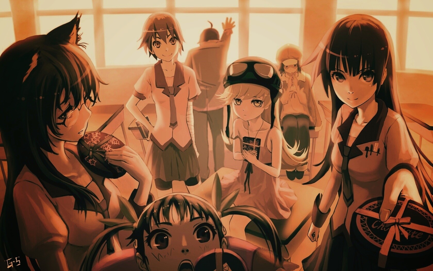 Девушки из Bakemonogatari обои