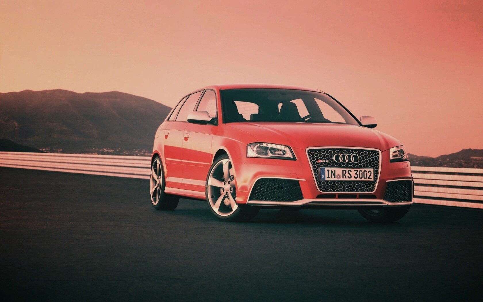 Красная Audi RS3 спереди обои