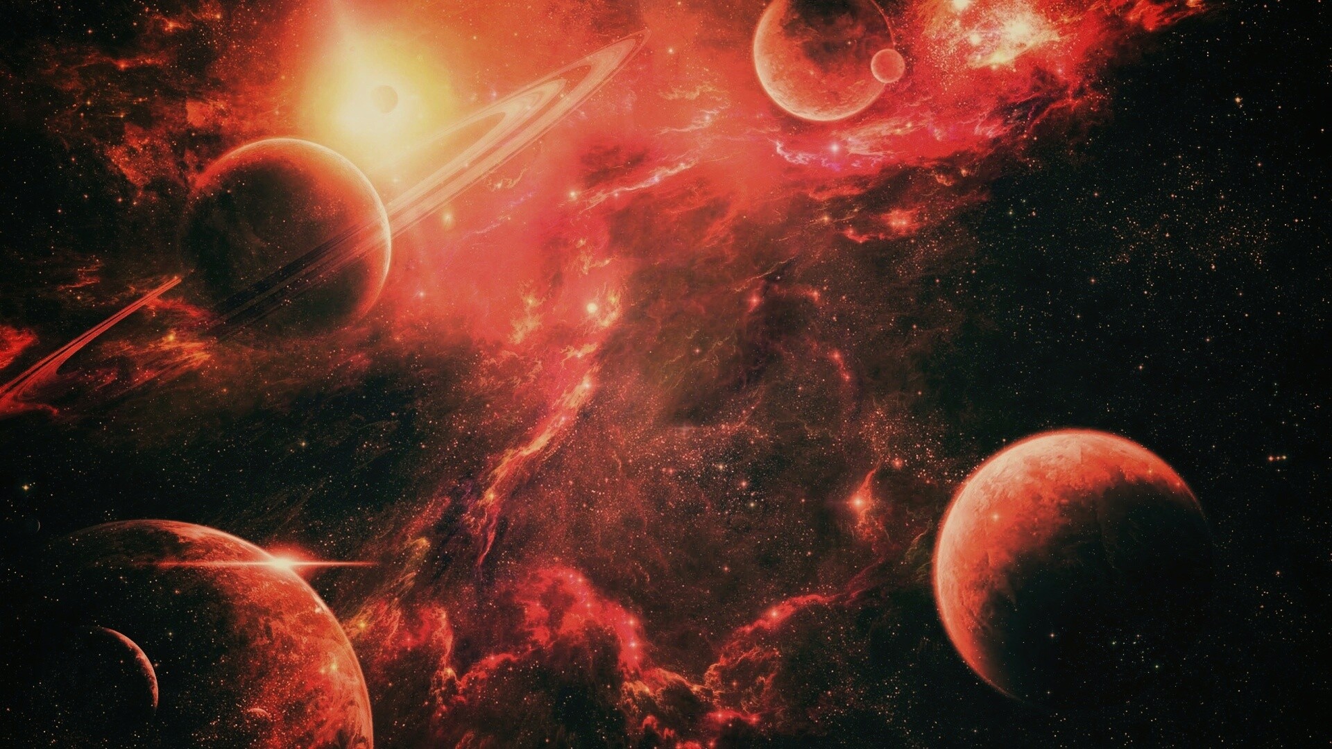 Красные оттенки космоса обои