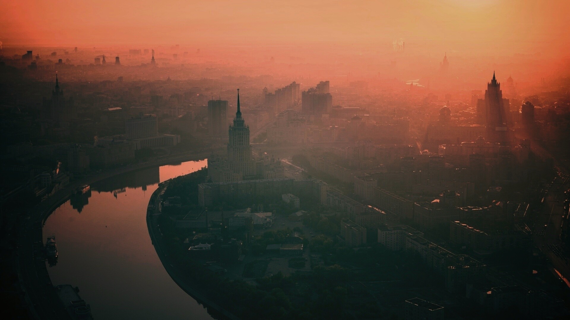 Москва в тумане обои