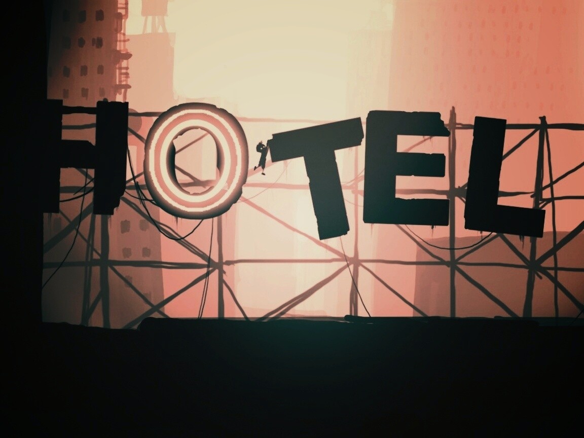 Мальчик из Limbo на вывеске "Hotel" обои