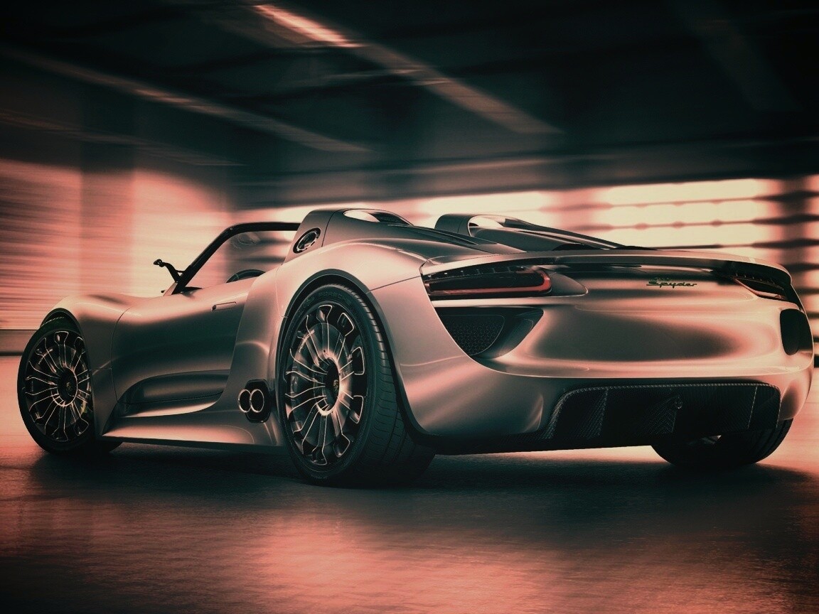 Porsche 918 Spider вид сзади обои