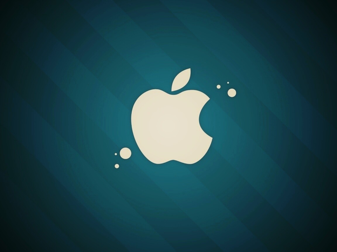 Логотип Apple на фоне голубых полос обои