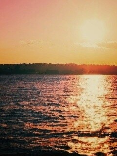 Красивое закатное озеро обои