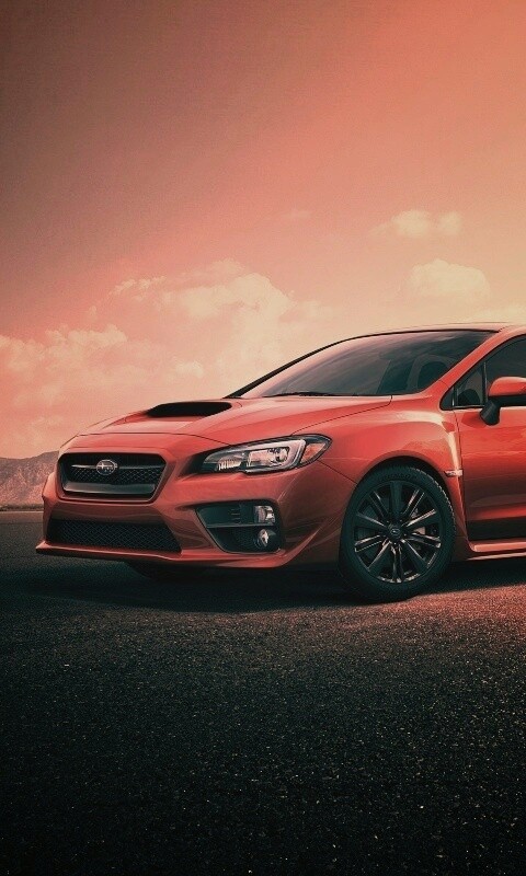 Subaru WRX на пустынной трассе обои
