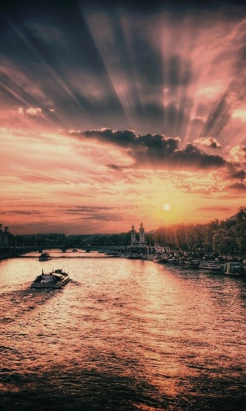 Закат над парижем HDR обои