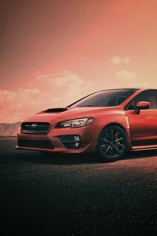 Subaru WRX на пустынной трассе обои