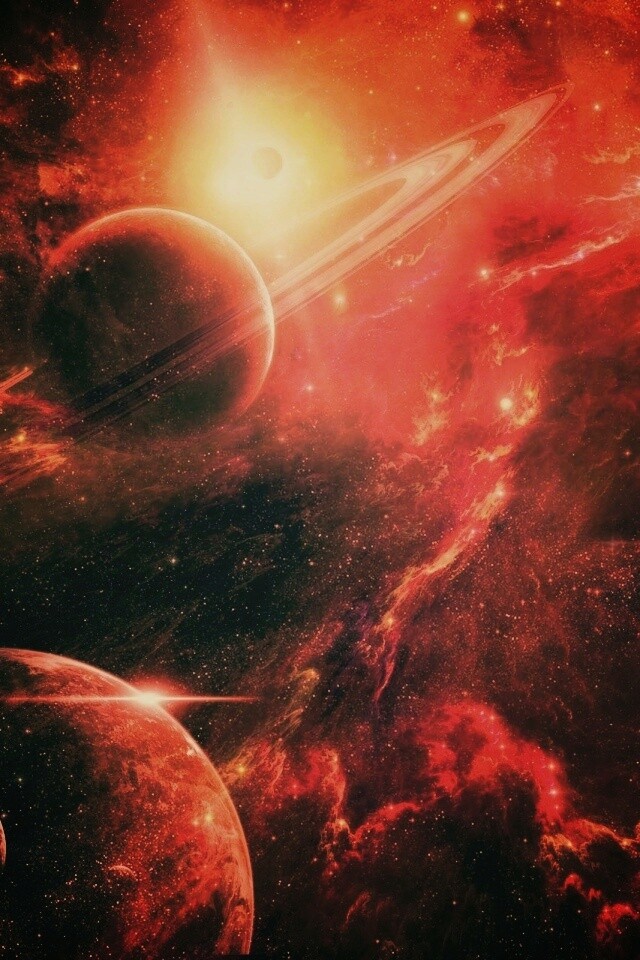 Красные оттенки космоса обои