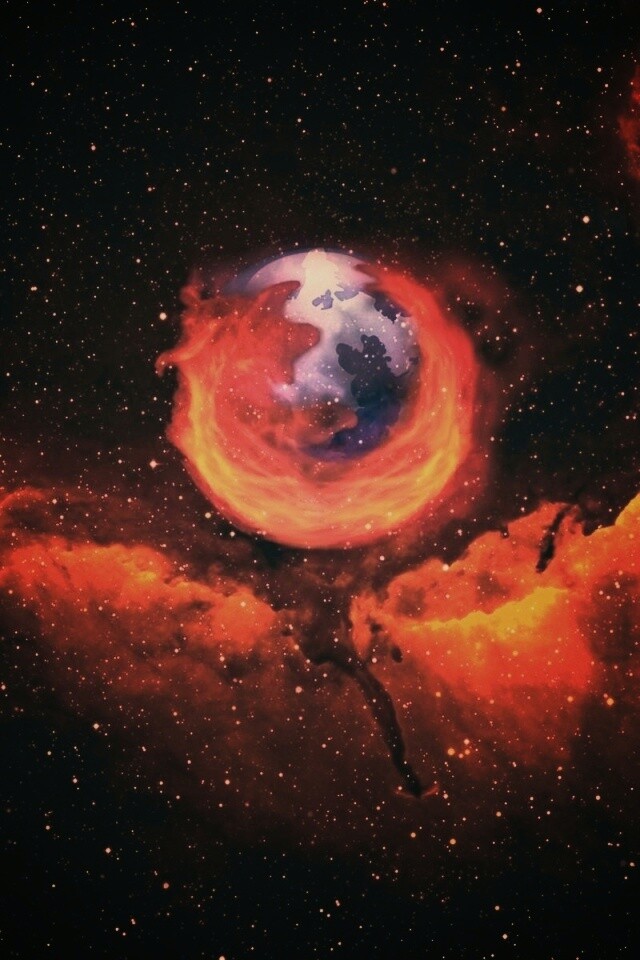 Firefox в космосе обои