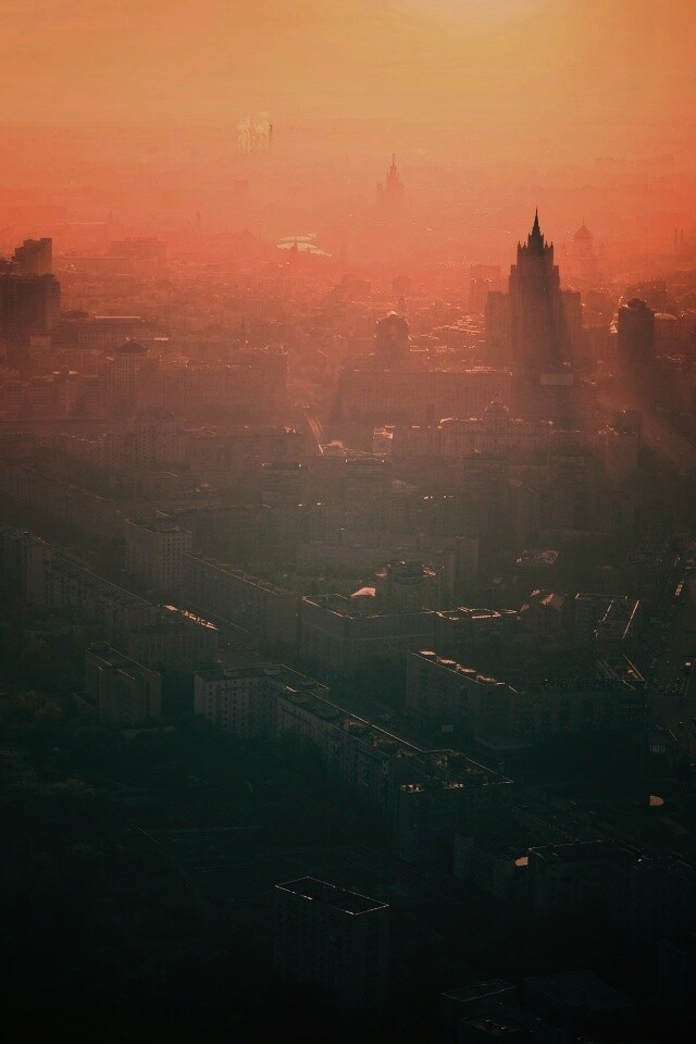 Москва в тумане обои
