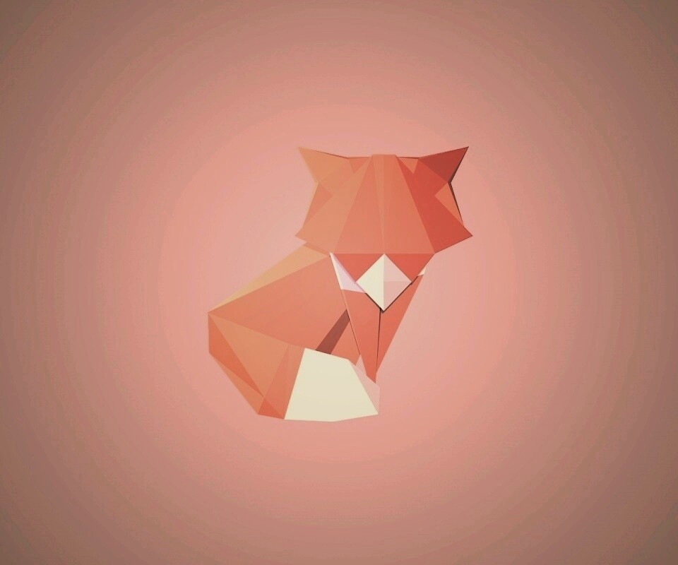 Origami fox обои