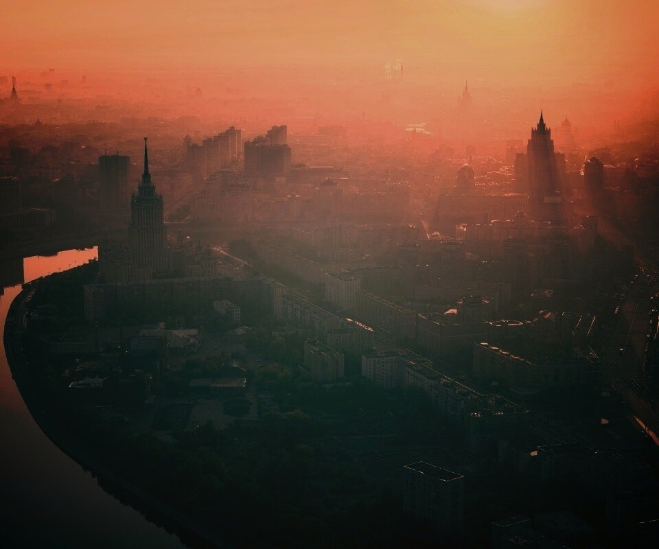 Москва в тумане обои