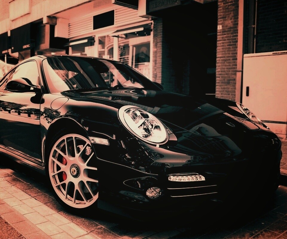 Чёрно-белое фото Porsche обои