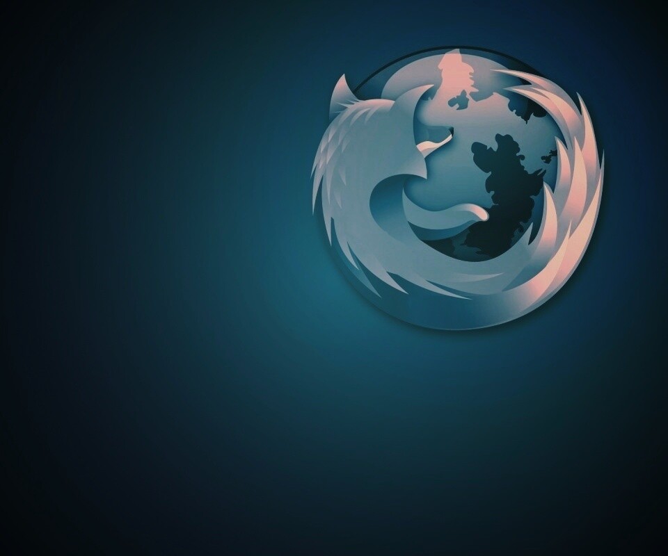 Логотип Firefox в синих тонах обои