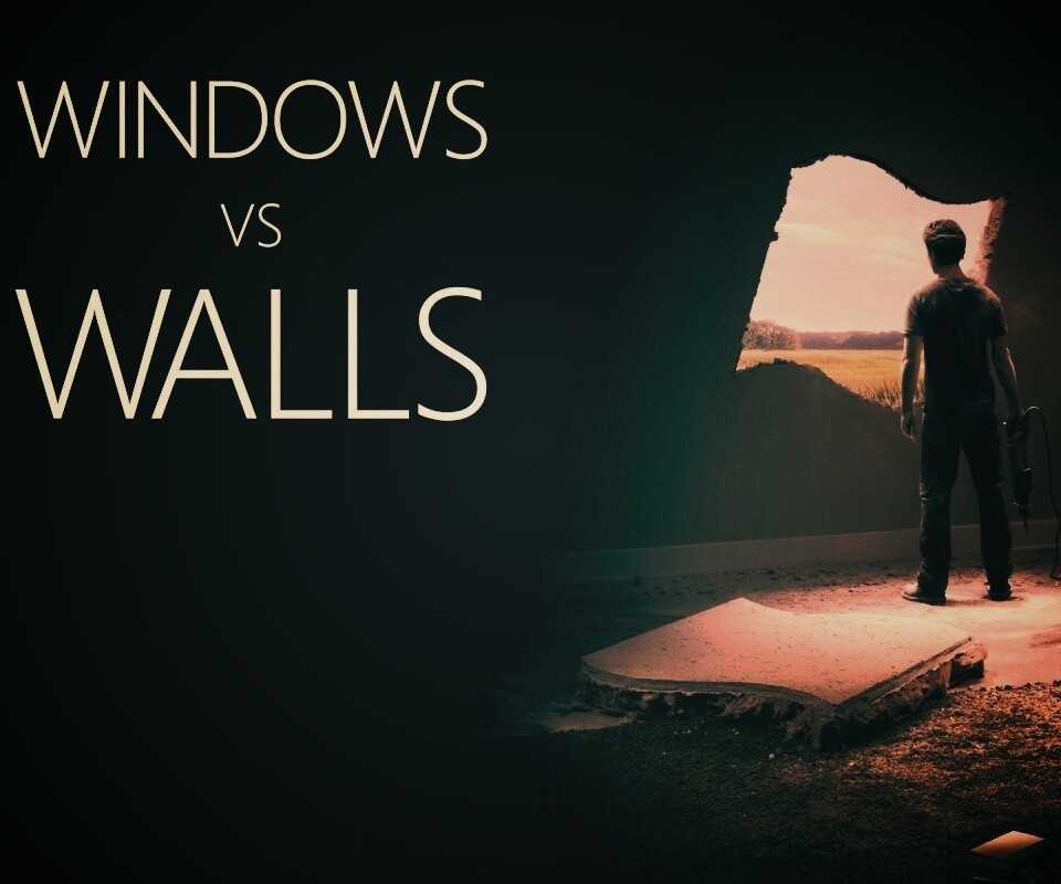 Windows против стен обои