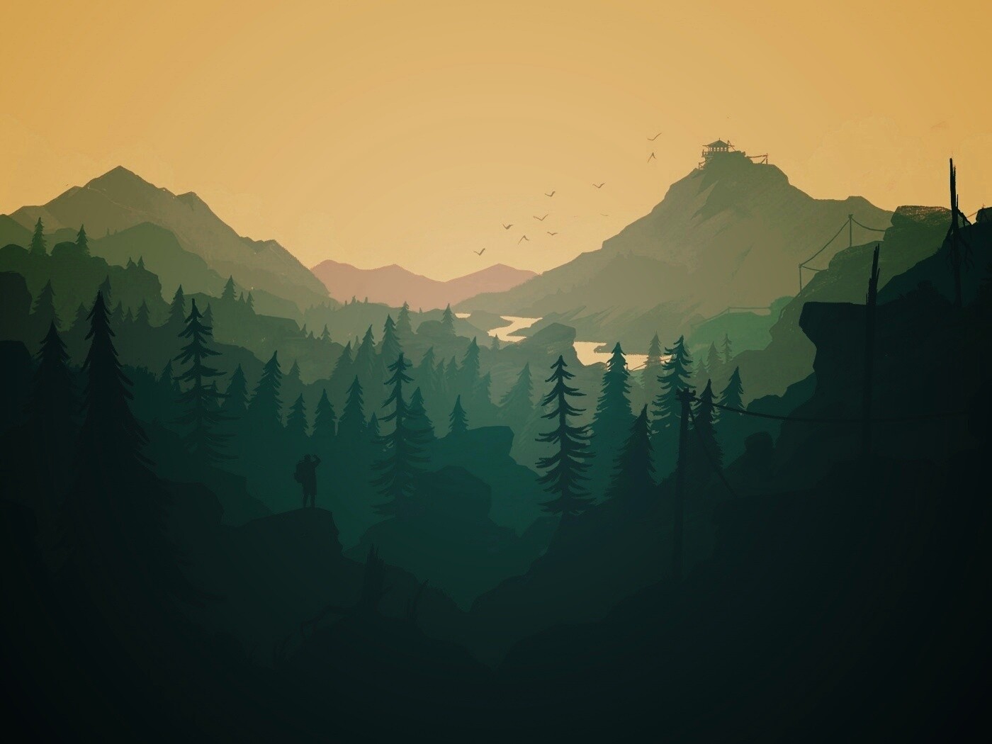 Зеленый Firewatch обои