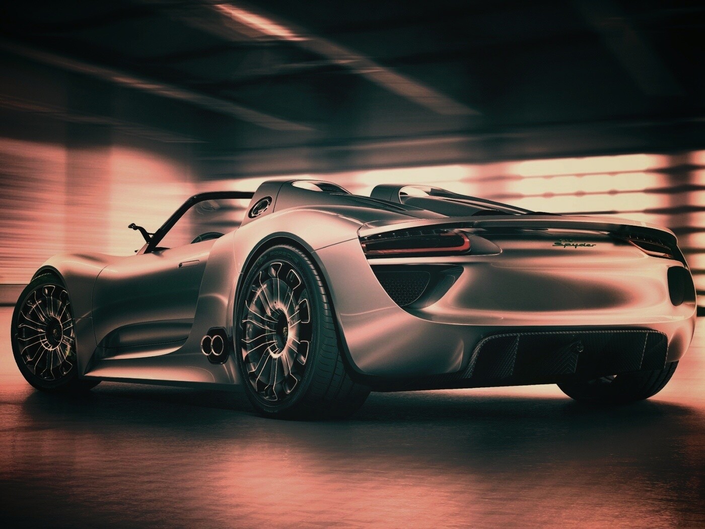Porsche 918 Spider вид сзади обои