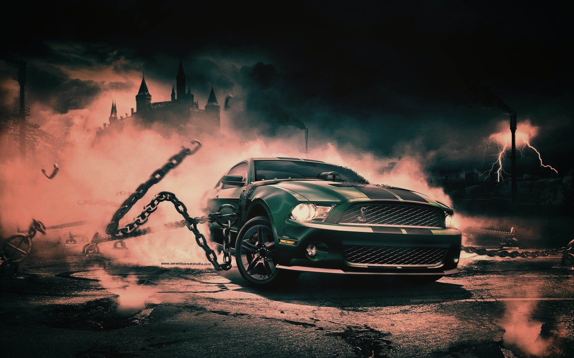 Ford Mustang рвёт цепи обои