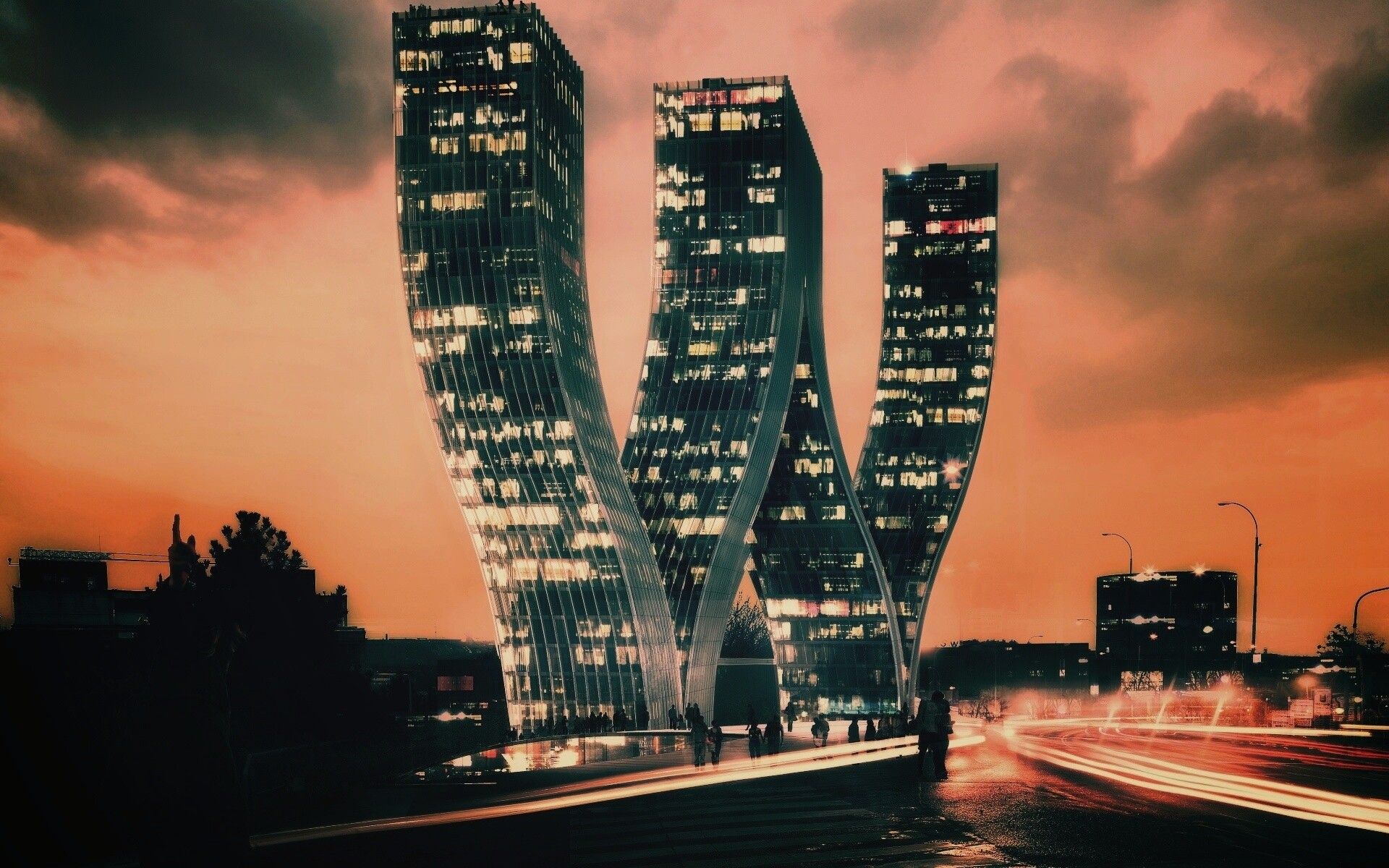 Здание в форме буквы W обои