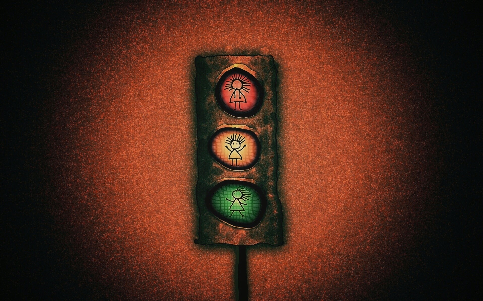 Нарисованный светофор обои