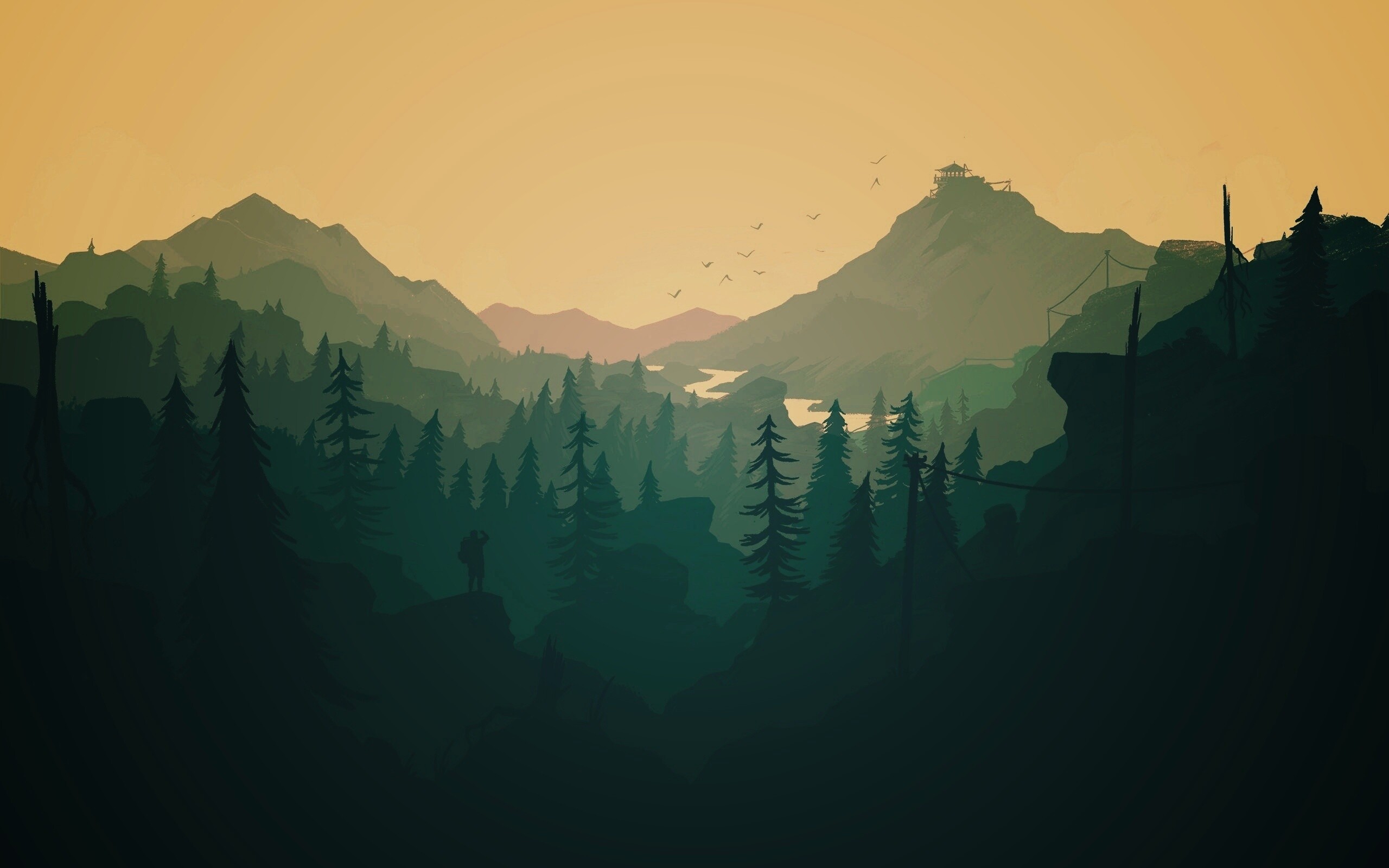 Зеленый Firewatch обои